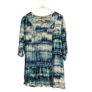 💜💜 LIZ & ME Long Tie Dyed Tunic Ladies Size 0X (14/16W)